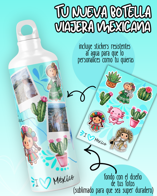 botella de agua viajera ideal para regalar personalizada con fotos de tus viajes por mexico y pueblos magicos ideal para el aire libre tu nueva compañera de viajes y aventuras regalos personalizados regalos creativos