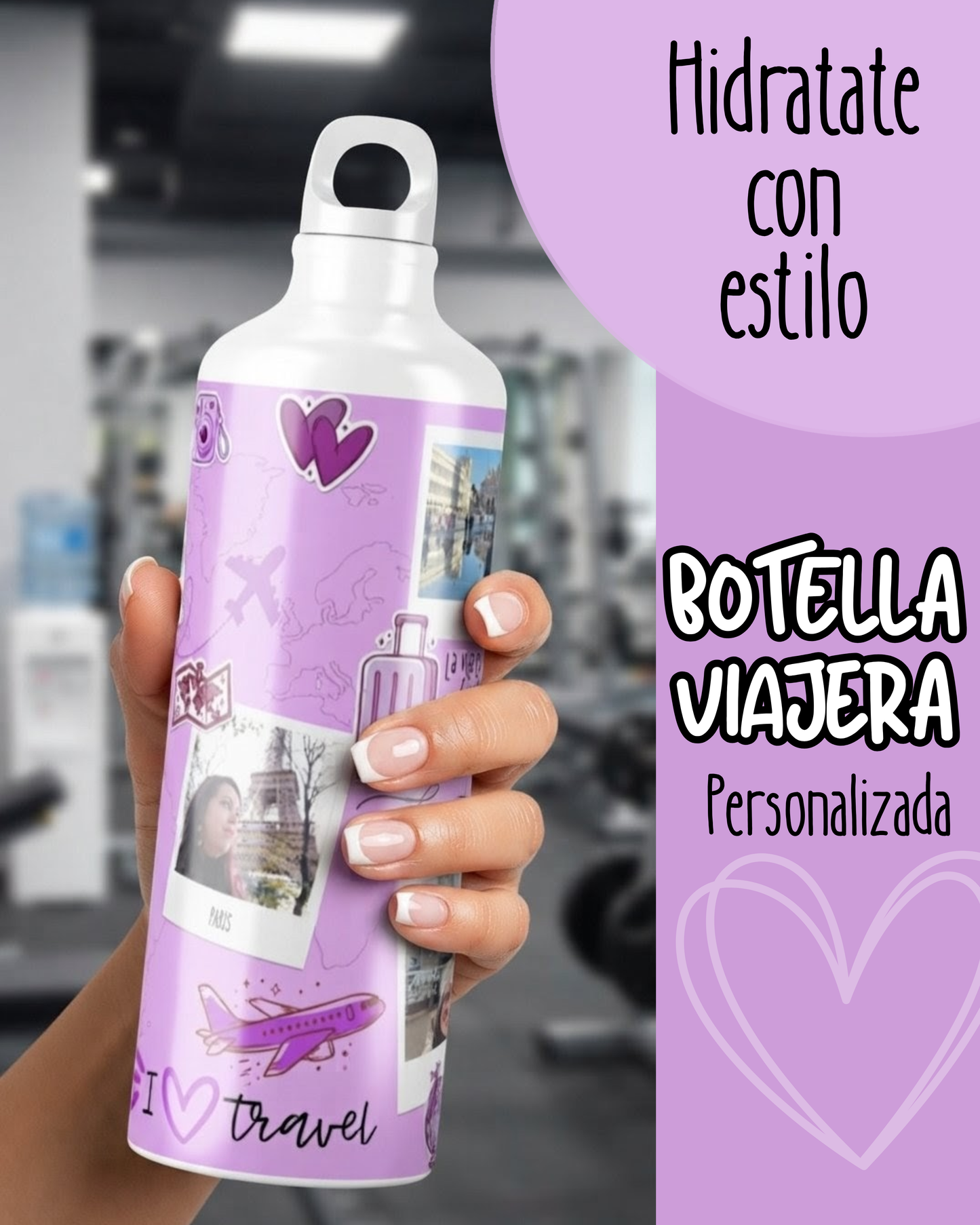 botella viajera personalizada regalo amantes de los viajes viajeros por el mundo personalizado con color nombre fotos de viajes el regalo perfecto para tu espiritu viajero