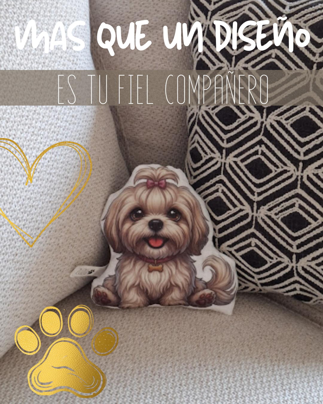hecho a mano personalizado almohada cojin decorativo peludito mascota mejor amigo de 4 patitas