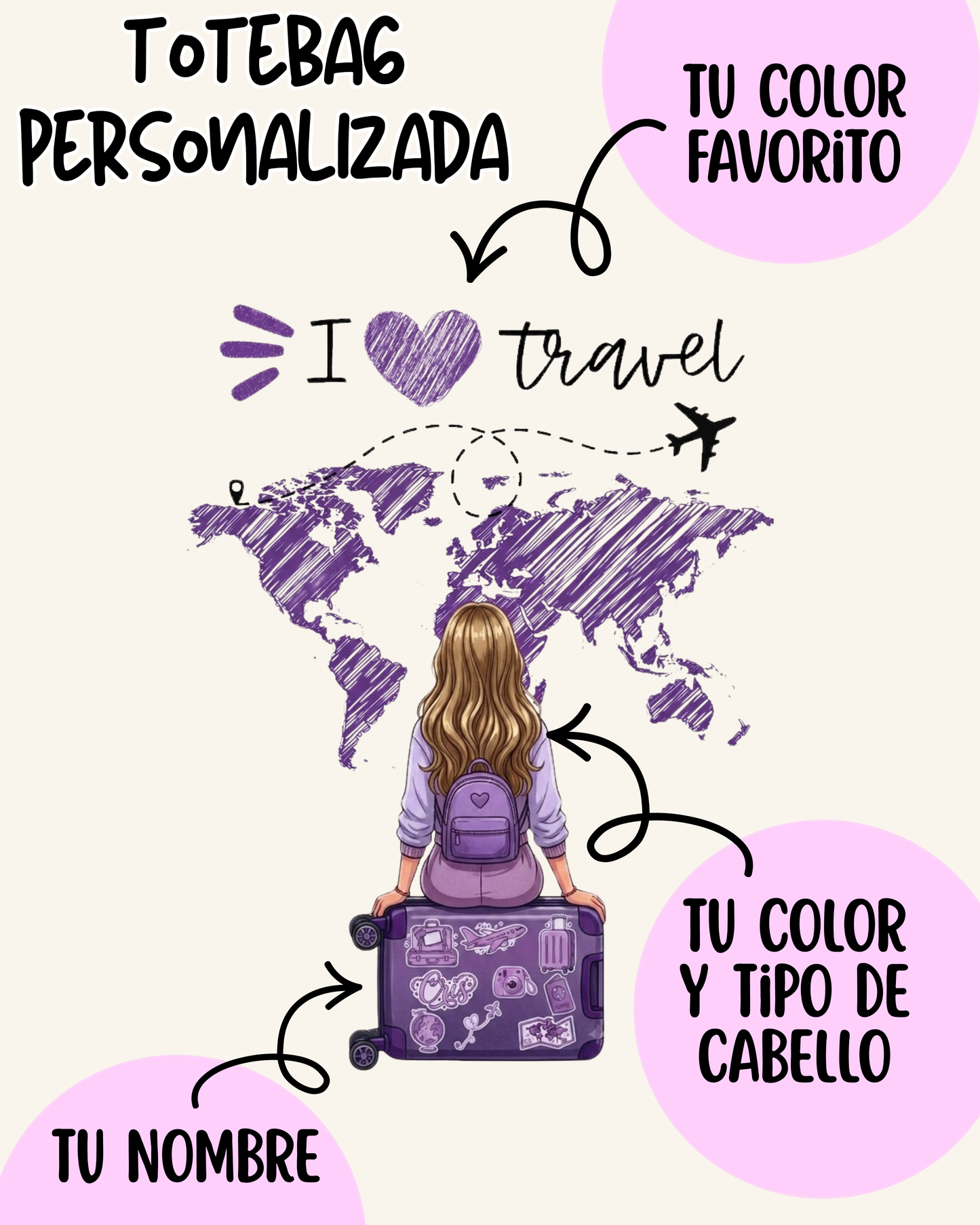 totebag personalizada viajera regalos personalizados travel viajes viajeros amantes de los viajes por el mundo 